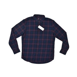 UNIQLO Men's Regular Size M Purple Plaid Flannel Long Sleeve Button Shirt NWT